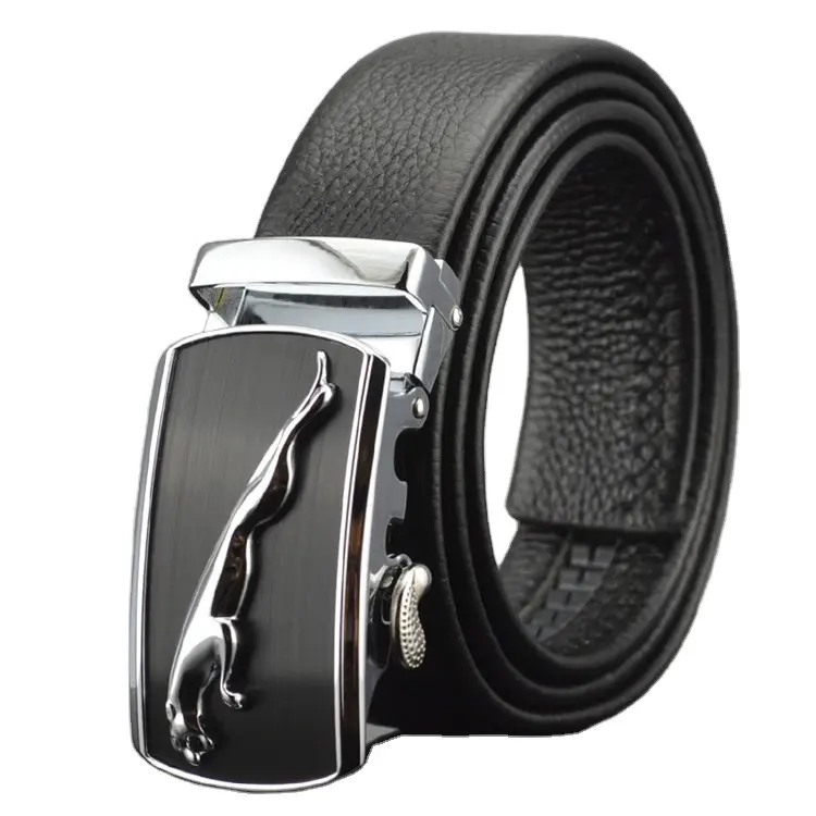 Ceinture réglable en cuir pour hommes Full Grain noir automatique