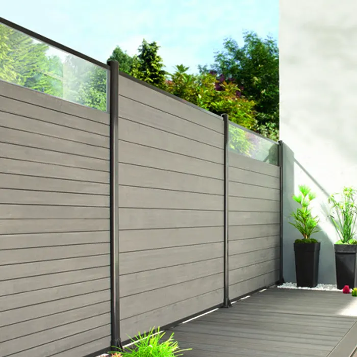 Aspetto legno esterno composito di plastica facile installazione design completo pannello di recinzione per piscina impermeabile wpc