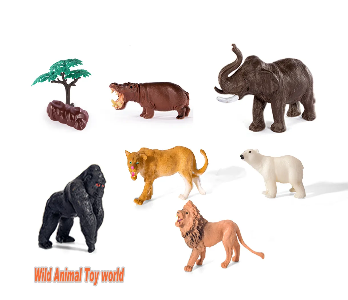 Animal de juguete de plástico para niños, elefante de Pvc, hipopótamo, orangután, León, leopardo