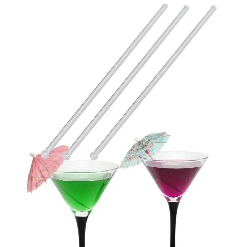 Transparent Cocktail Drink Bar Muddler Round Head Plastic Stirring Mixing sticks Ladle Stirrer Swizzle Stick