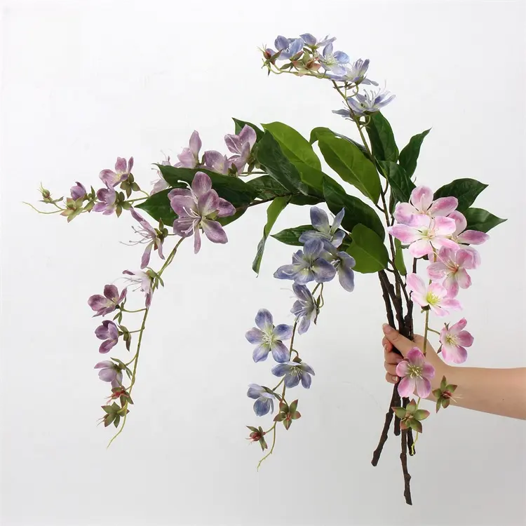 Wholesale 3D Print Jasmine Flower For Wedding Home Decor White Pink Silk Jasmine Malus Spectabilis Artificial Flower Garland