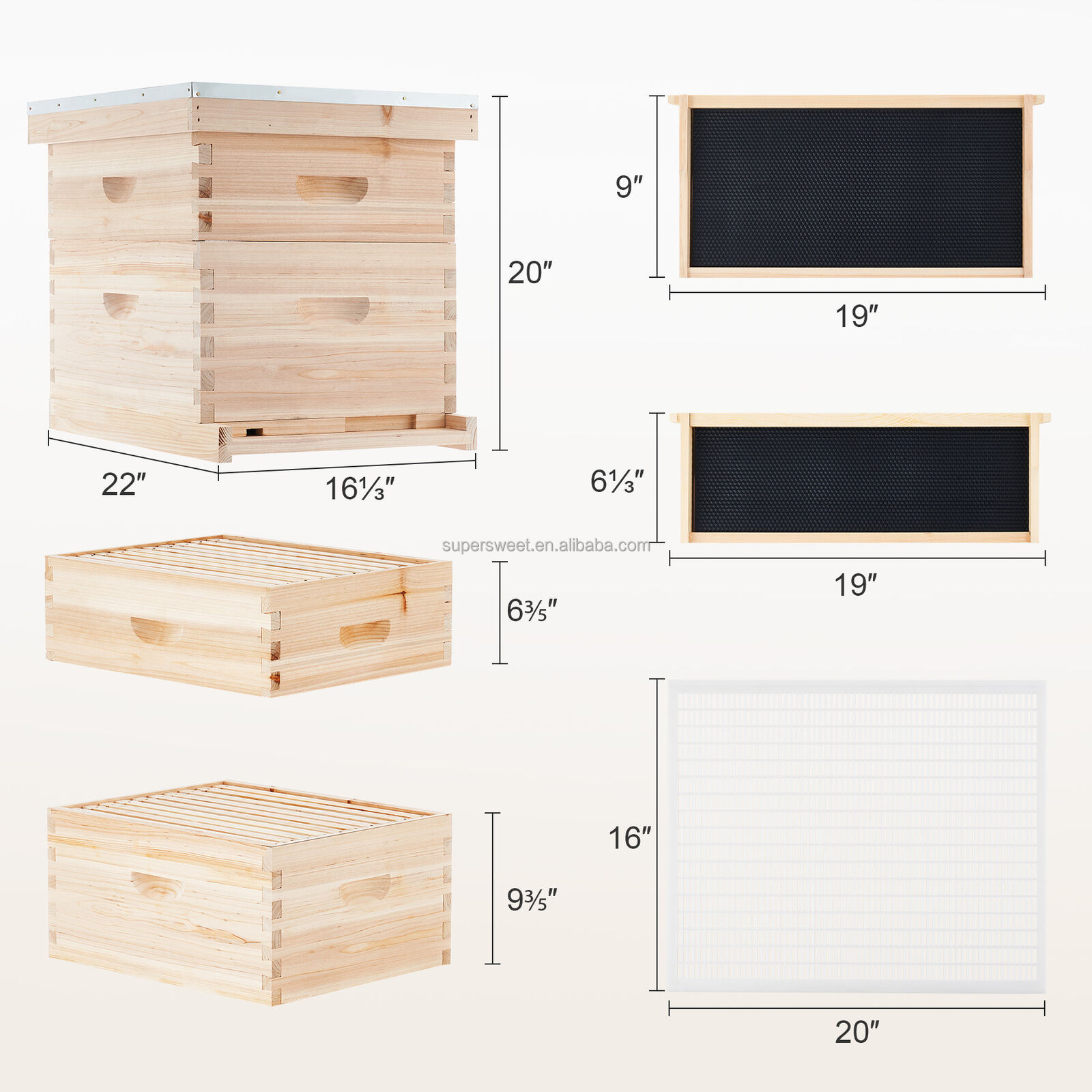 10 Frames Beekeeping Wooden Langstroth Beehive Bee hive Two Layer Hive Deep Bee Box