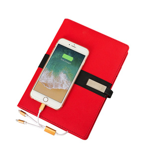 Ordenador A5 con fuente de alimentación 10000 integrada, cuaderno de cuero, calculadora, libro de carga