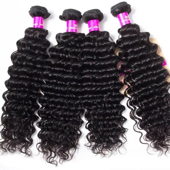 Wholesale Wet and Wavy Natural Color Unice Unprocessed Deep Wave Double Drawn Luxury Indian Remy 100% Human Hair Bundles