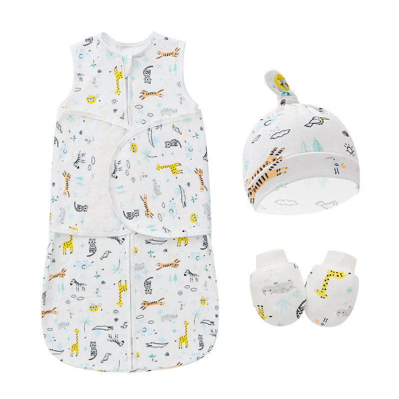 Yellow giraffe wings sleeping bag side gloves knot hat