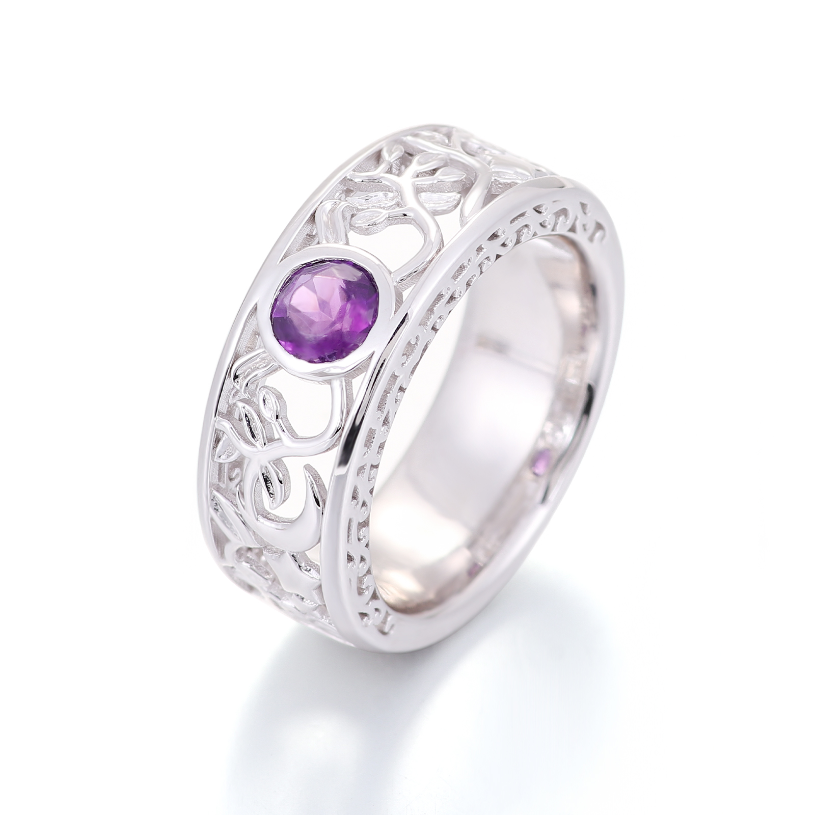 Bague en or 10 carats avec pierres précieuses de laboratoire