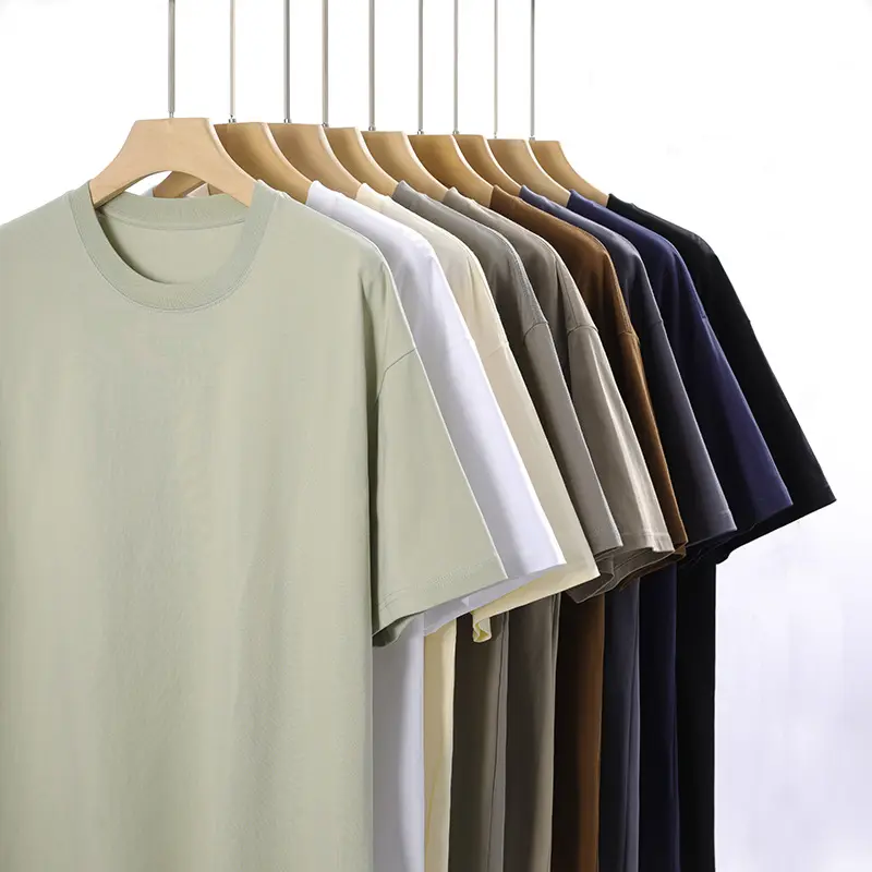 Alta calidad al por mayor Unisex 100% algodón 260 GSM peso pesado camisetas en blanco logotipo personalizado gráfico liso camisetas