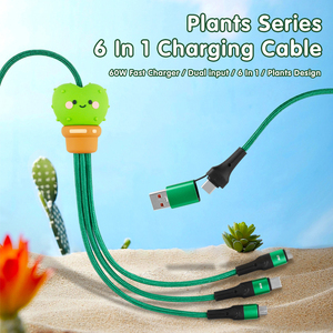 心形植物球仙人掌3A 60w快速充电电缆多USB C型端口6合1数据线 - Product Image 2