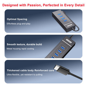 Çok cihazlı kurulum için eşzamanlı şarj ve veri Hub, 5Gbps Metal USB Splitter - Product Image 5