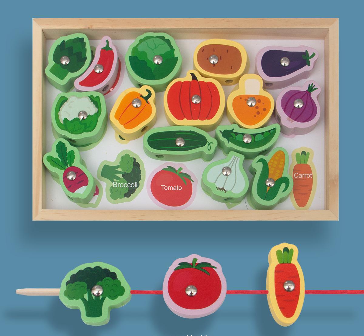 Boîte de jeu de perles de pêche aux fruits et légumes