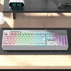 UMILA Juego de teclado y mouse para juegos con cable de 104 teclas Color blanco y negro para trabajo de oficina y accesorios para juegos de computadora - Product Image 1
