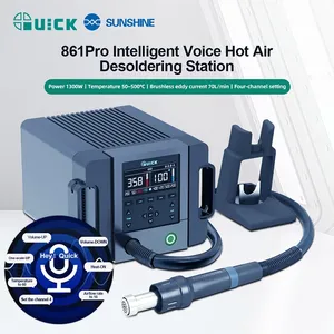 Estación de desoldar inteligente Hot Air QUICK 861 Pro, Control de voz en inglés para placa base de teléfono, Chip IC, reparación multifuncional