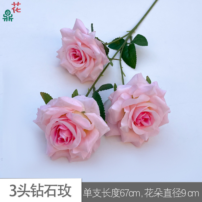 Rose Diamant à 3 têtes HYD Rose profond