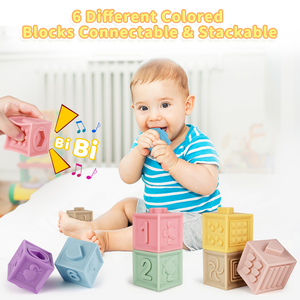 2 in 1 bebek oyuncak seti Incl yumuşak yapı taşları duyusal yumuşak istifleme diş çıkartma oyuncakları ahtapot çekme dize yürümeye başlayan oyuncaklar - Product Image 3