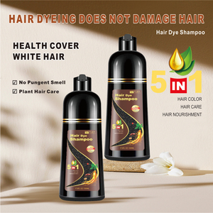500ml 5 in 1 Ginseng siyah şampuan krem organik bitkisel saç boyası renk kadınlar olmayan derisi hızlı hızlı etkili kalıcı Oem - Product Image 3