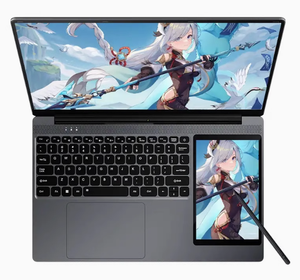 新着安い学生ノートパソコン二重スクリーンN95 Win 11ノートブックPC 15.6 "+ 7" デュアルスクリーンビジネスノートパソコン - Product Image 1