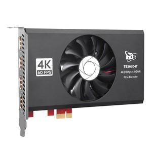 TBS6304-T 4K 60fps HDMI编码器调制器HDMI至IP PCIe编码器调制器4输入，H.264/H.265，3840x2160p视频流
