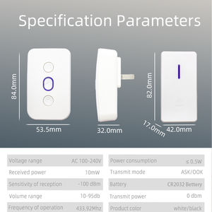 Campanello Wireless intelligente con 38 suonerie di segnale acustico 4 livelli di Volume regolabili LED Flash e funzione di interfono di memoria spenta - Product Image 6
