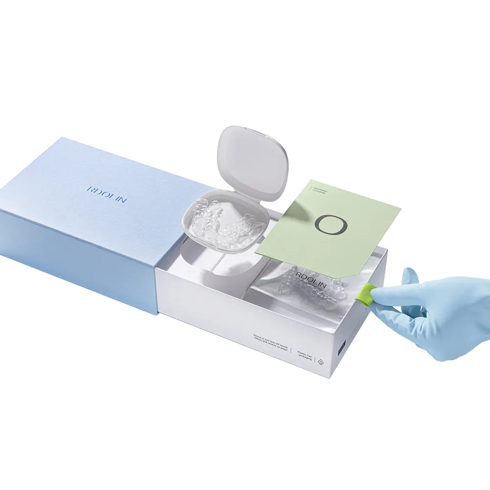 Caja de embalaje de alineadores de retención de laboratorio dental de cartón con logotipo personalizado