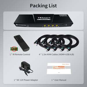 TESmart USB 3,0 HDMI KVM Switch 1 Monitor 4 ordenadores 4K @ 60Hz con auriculares Audio y micrófono EDID Emuladores Video Switch 4 puertos - Product Image 6