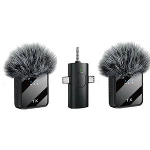 3-Trong-1 Không Dây Condenser <span class=keywords><strong>Microphone</strong></span> Kit 2 Mic Chủ Sở Hữu Cầm Tay Thanh Ve Áo Điện Thoại Máy Ảnh Cho Studio Vlog Video Ghi Âm - Product Image 2