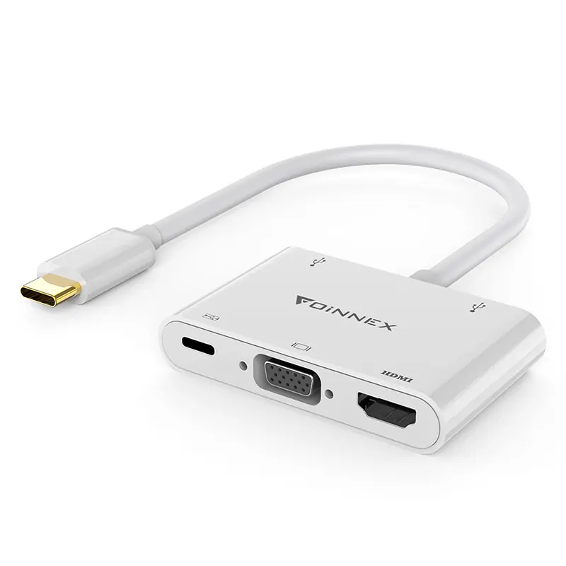 Multipuerto 5 en 1 USB C HUB Tipo C a HDMI VGA USB3.0 Adaptador Tipo C