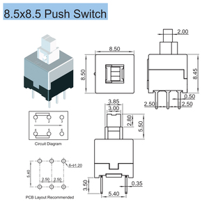 Kejian 5.8x5.8 7x7 8x8 8.5x8.5mm kendinden kilitleme/kilidini 3 Pin itme dokunsal güç mikro anahtarı 6 Pin düğme anahtarları - Product Image 5