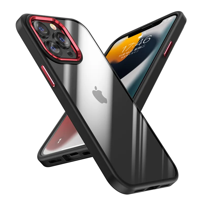 투명 소프트 사이드 하드 백 커버 애플 아이폰 13 12 11 프로 맥스 미니 X Xs Xr 전화 케이스