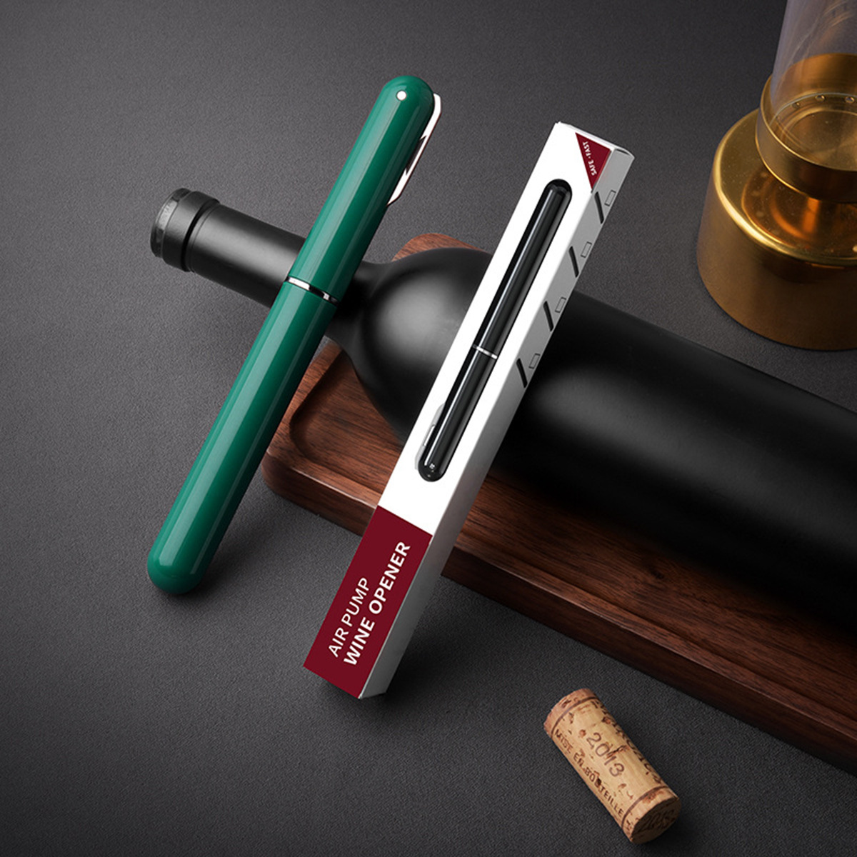 Ouvre-bouteille stylo vert - emballage couleur