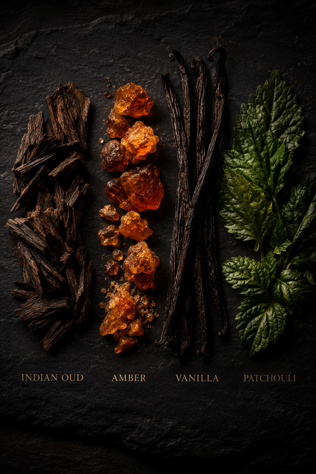 ÁMBAR, VAINILLA Y PATCHOULI