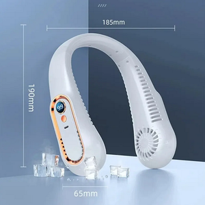 新设计迷你冷却风扇<span class=keywords><strong>USB</strong></span>可充电无叶风扇，带发光二极管数字便携式颈部冷却免提无叶风扇