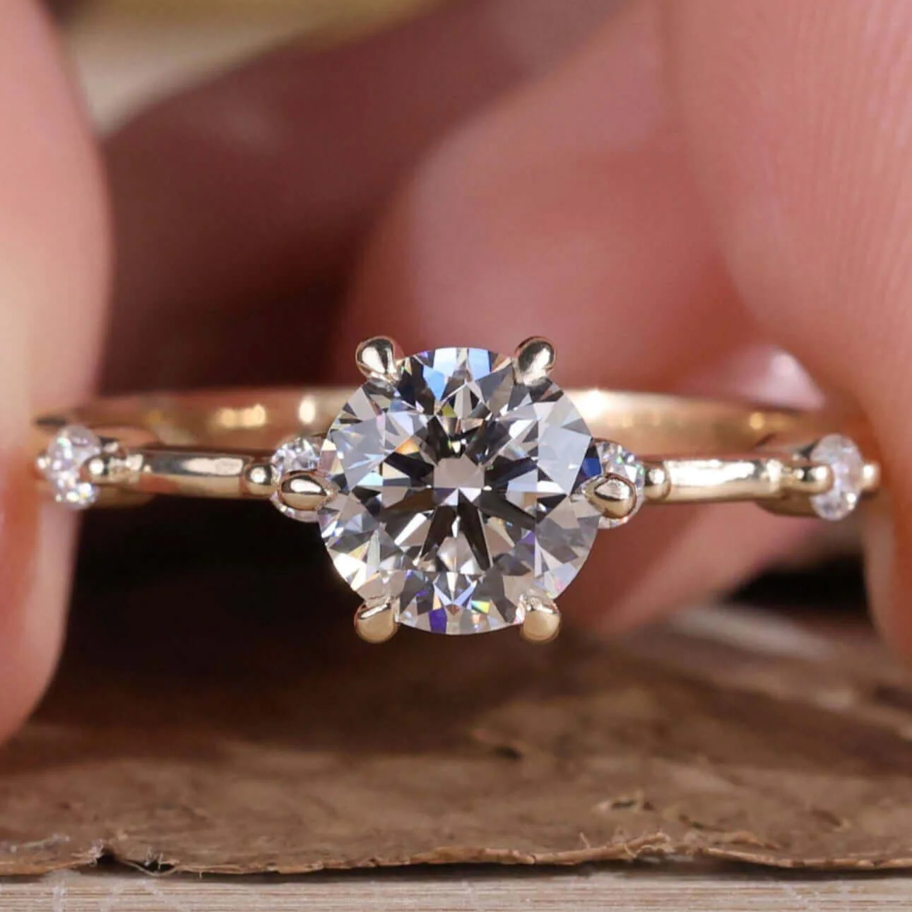 round side-stone ring