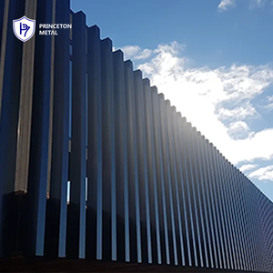 Picchetto decorativo commerciale in metallo sistema di progettazione della Privacy raccordo progetto di costruzione parete in alluminio lama schermo batten rivestimento - Product Image 4