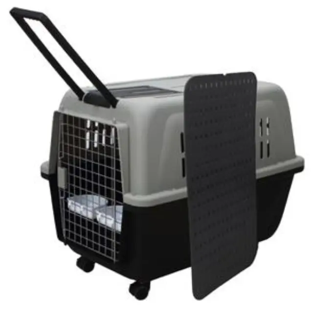 กรงใส่สัตว์เลี้ยงแบบระบายอากาศได้กล่องขนส่งที่ได้รับการรับรองจากเครื่องบินสุนัขแมวสุนัขสัตว์เลี้ยง
