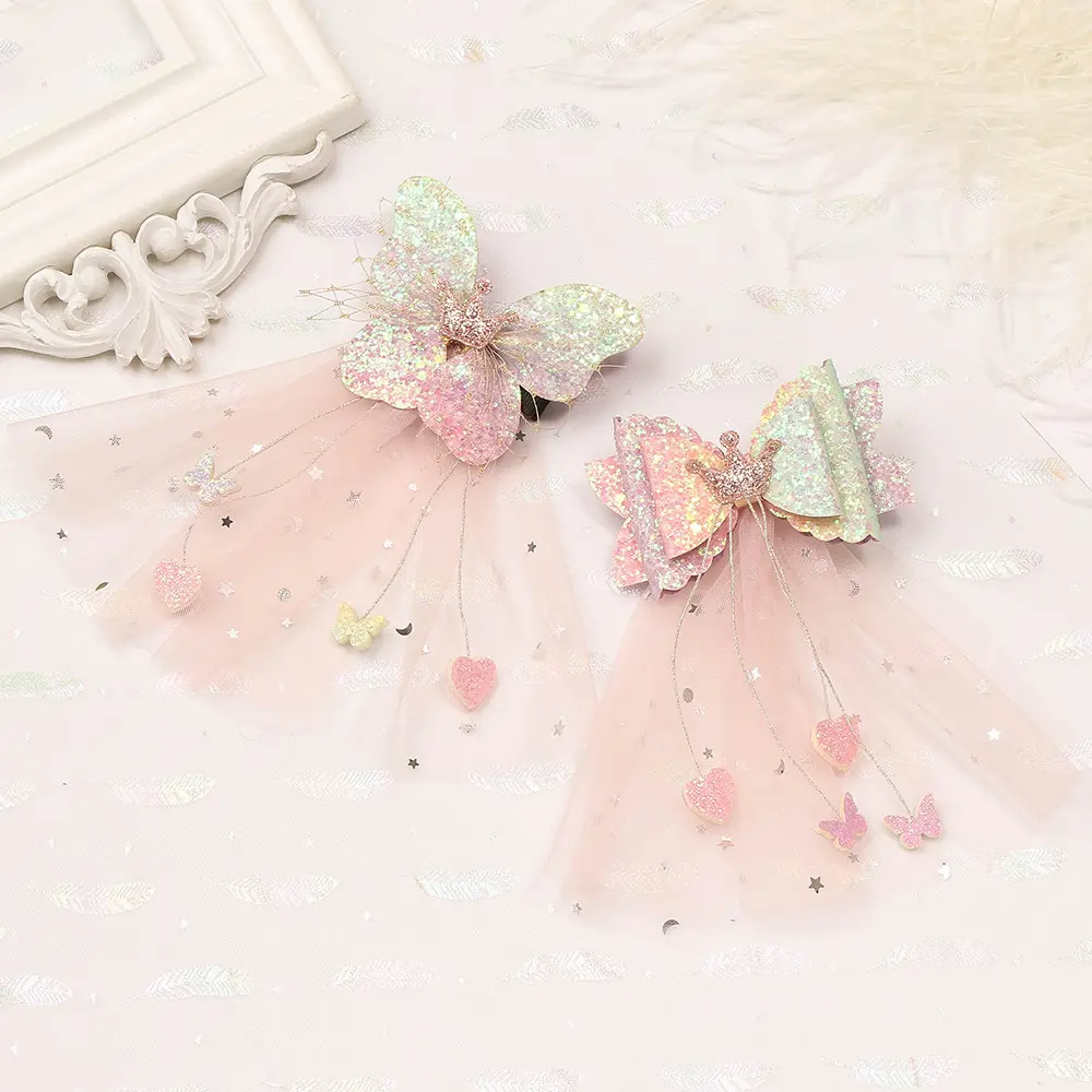 Little Daisy Hairpin Princess Ribbon Hairpin Children's Mesh Crown Bow Hairclip