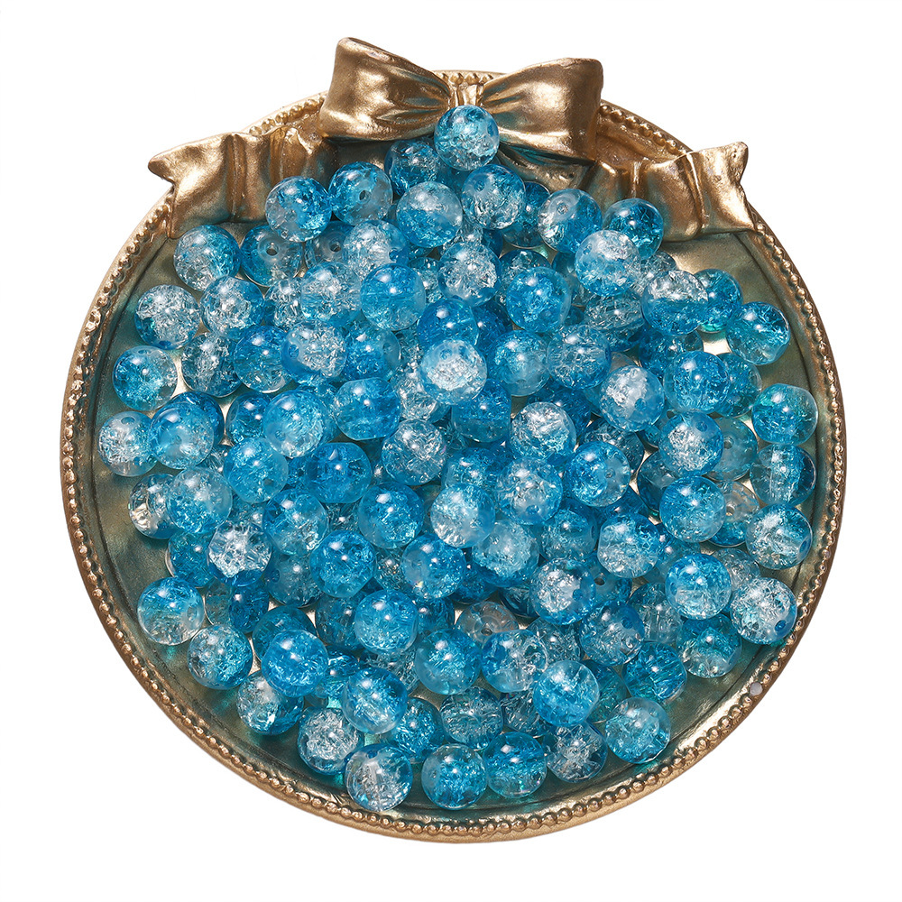 Perles de verre craquelé bicolores - bleu et blanc