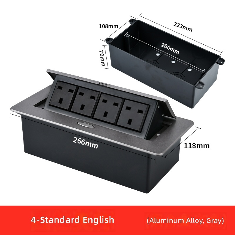 Four-pin multi-socket power strip-gray