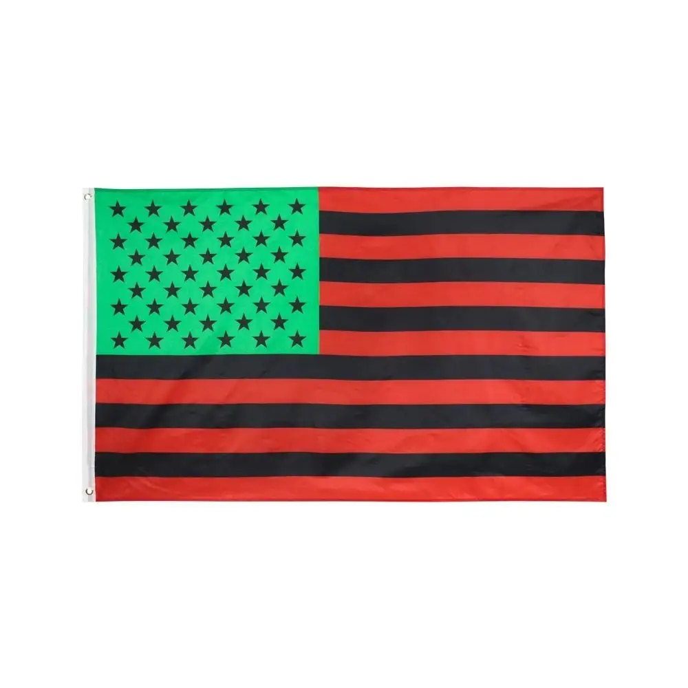 Huiyi personalizado nueva marca 2024 stock venta banderas de países poliéster de EE. UU. calidad perfecta 3x5ft bandera Afroamericana