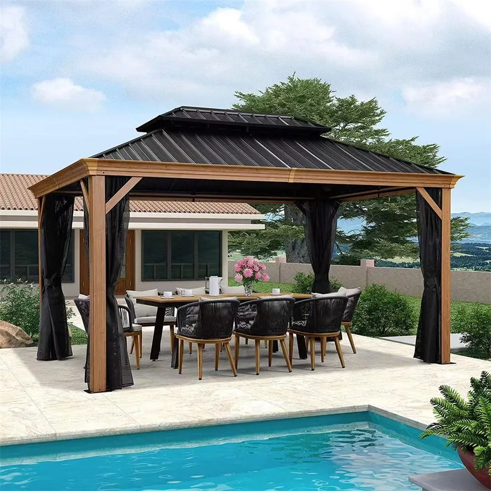 Pérgolas y gazebo de grano de madera, pérgola para exteriores, 3x3,65 m, hecho en China, superventas