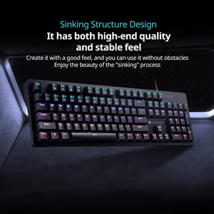 Produsen <span class=keywords><strong>Thunderobot</strong></span> K104 Desktop lampu latar menyala Keyboard mekanik <span class=keywords><strong>Game</strong></span> Usb putih kabel tahan air profesional - Product Image 2
