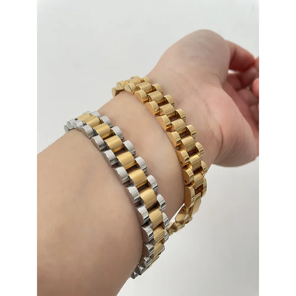 5 Màu Sắc Tùy Chỉnh Thép Không Gỉ Xem Nhạc Bracelet 18K Mạ Vàng Vòng Tay Cho Phụ Nữ Người Đàn Ông Cổ Điển Punk Jewelry Bán Buôn