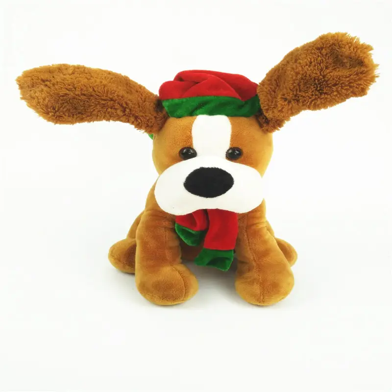 ตุ๊กตาสุนัขไฟฟ้าของเล่นมีเสียงดนตรีสำหรับสุนัขขยับหูได้ร้องเพลงคริสต์มาสปรับแต่งได้ตามต้องการ