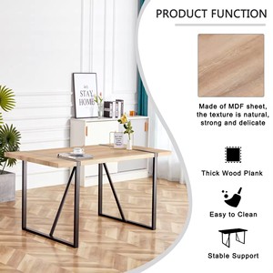 现代矩形餐桌，适用于4-6种可伸展的木材和金属，采用大理石饰面 - Product Image 4
