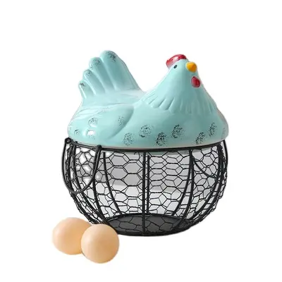 Cesta para huevos de gallina, cesta de mimbre en forma de silla para fruta, pollo, color azul y rosa