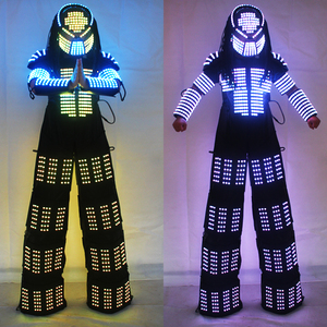 カラフルなRGBLEDルミナスロボットダンスウェアKryomanとDavidGuettaのパフォーマンスとイベント用の傾斜スーツ - Product Image 4