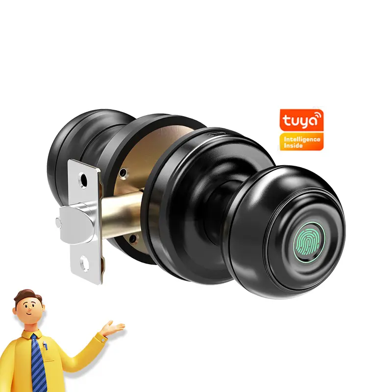 Tropernic Home Office Keyless Smart Door knob Fingerprint Door Lock Tuya APP Digital Smart Door Lock