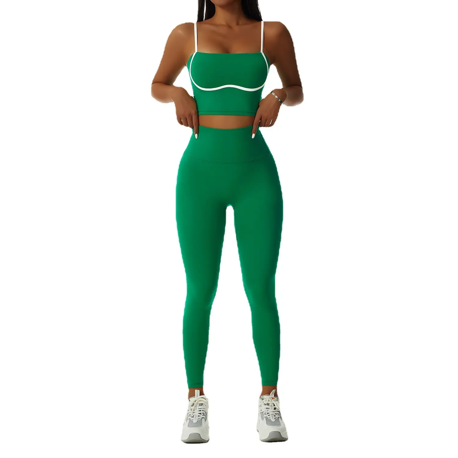 Activewear-Ropa deportiva de alta compresión para mujer, ropa deportiva de ejercicio de secado rápido con costuras de Color contrastante