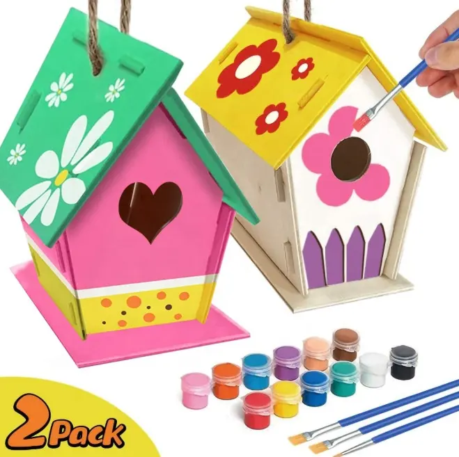 2-er Pack DIY-Vogelhaus-Kit Handwerk für Kinder im Alter von 4-8 Jahren kreative Zeichenspielzeuge