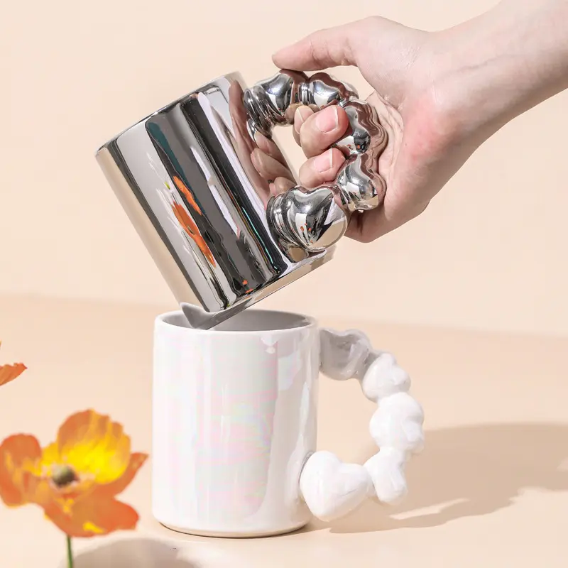 Tazas de café de cerámica con mango de corazón, creativa, nórdica, regalo, taza de amor