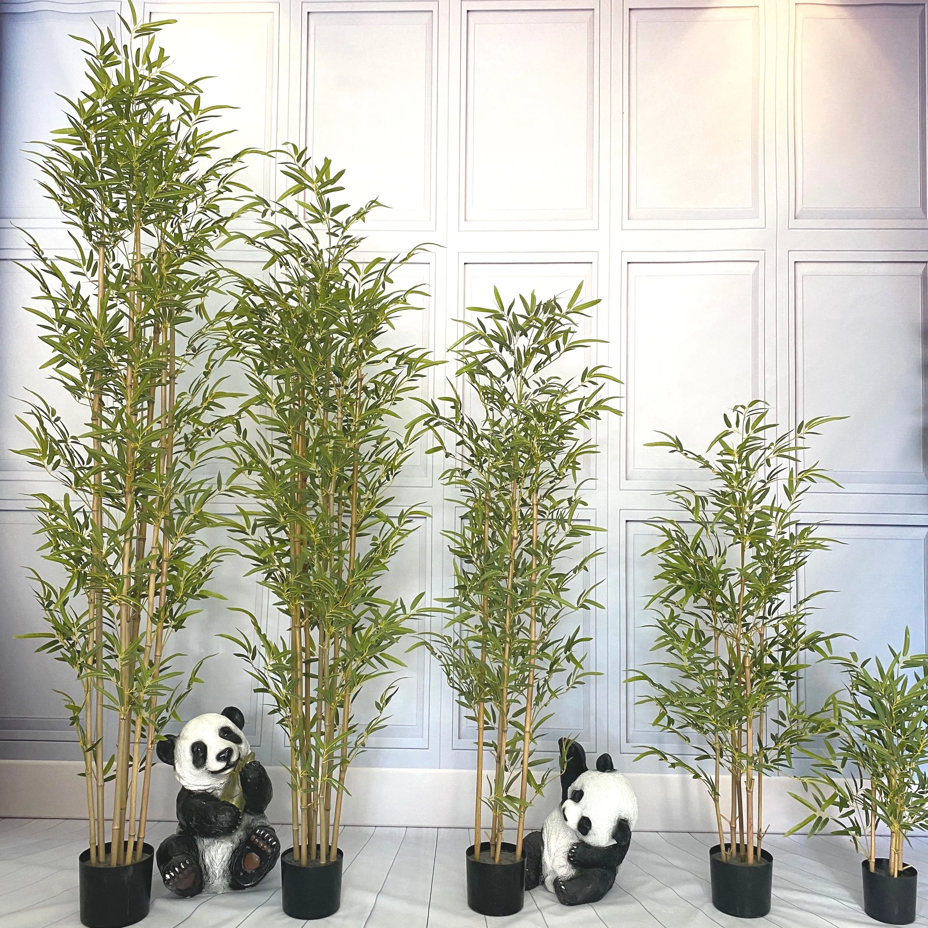 Planta de bambú de simulación de decoración interior al por mayor con maceta, plantas de plástico personalizadas, árbol de bambú artificial